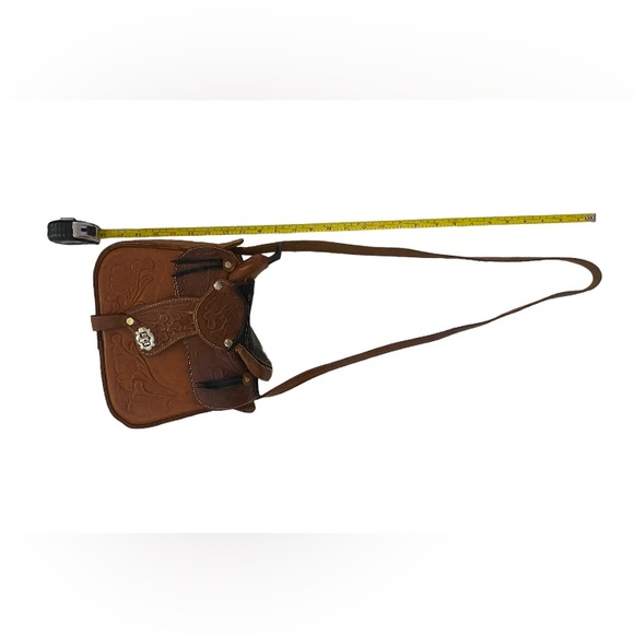 Vintage Tooled Leather Horse Saddle Shoulder Bag - Picture 5 of 13